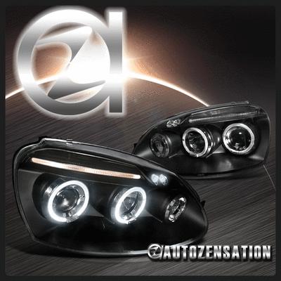 06-08 volkswagen golf mk5 black halo projector led drl headlights