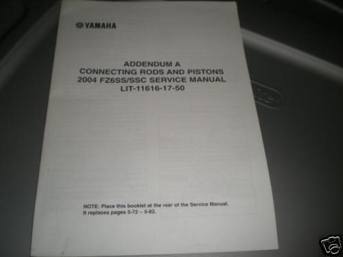 Yamaha technical update manual connecting rod fz6ss