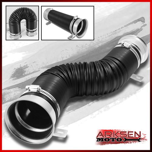 Jdm racing sport silver cold air intake pipe duct tube kit+mounting clamps set