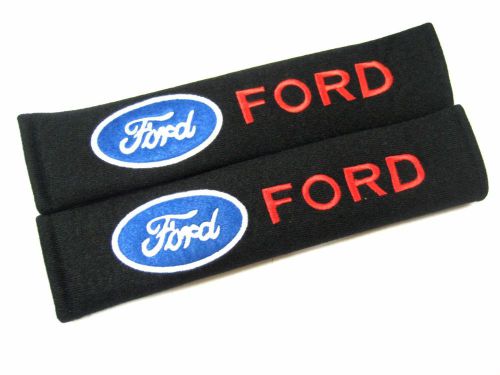 2 x seat belt cover shoulder pads for ford focus fiesta fusion embroidered logo