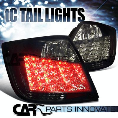 Glossy black 2004-2010 scion tc dark smoke led tail lights brake lamps