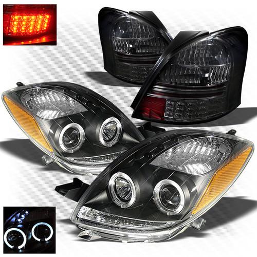 06-08 yaris 2dr hb black pro headlights + smoked philips-led perform tail lights