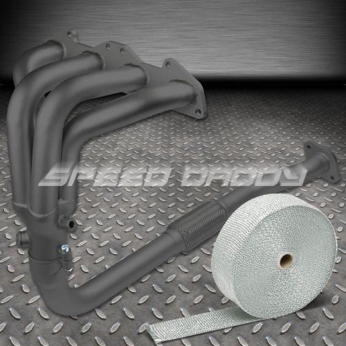 Stainless black coated header for 2g eclipse/talon/avenger nt+white heat wrap