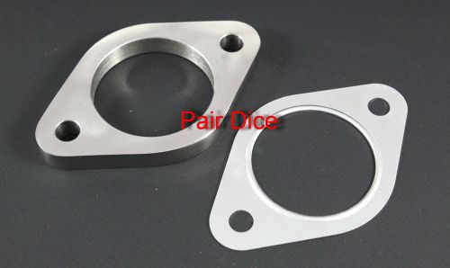 3&#034; od  exhaust 2 holes 1/2&#034; stainless steel collector flange  w/ aluminum gasket