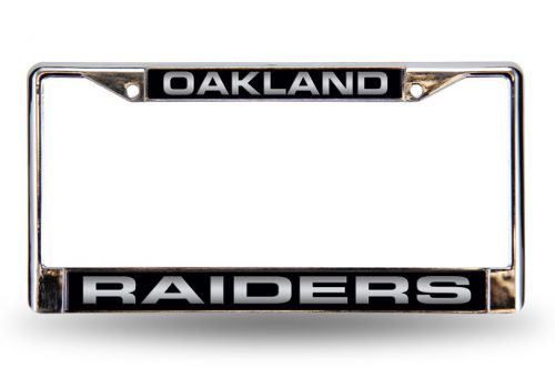 Oakland raiders laser chrome license plate frame free screw caps included