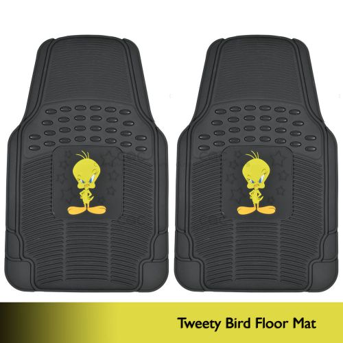 Pair of rubber floor mats gift set tweety bird character logo on black