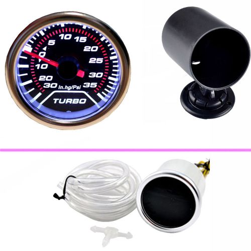 2&#034; car universal pointer psi turbo boost gauge meter smoke len holder wys