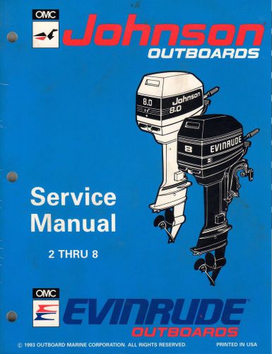 1994 johnson &amp; evinrude outboard 2 thru 8 service manual p/n 500606 (510)