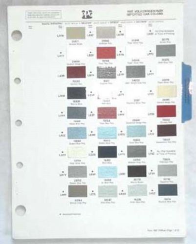 1987 volkswagen ppg color paint chip chart all models vw