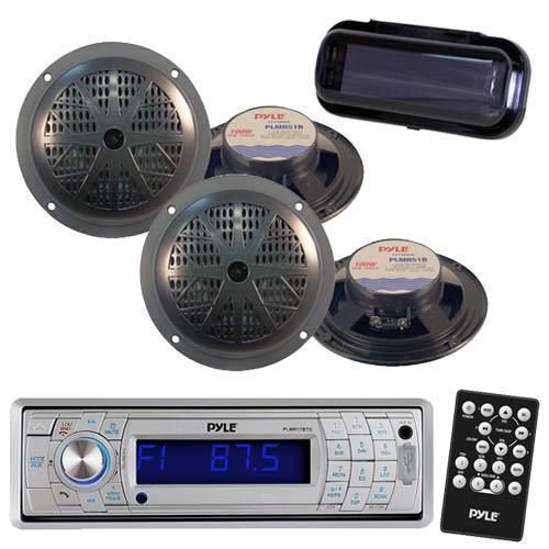 Plmr17bts marine boat usb am/fm radio &amp; wireless bluetooth /4 speakers + cover