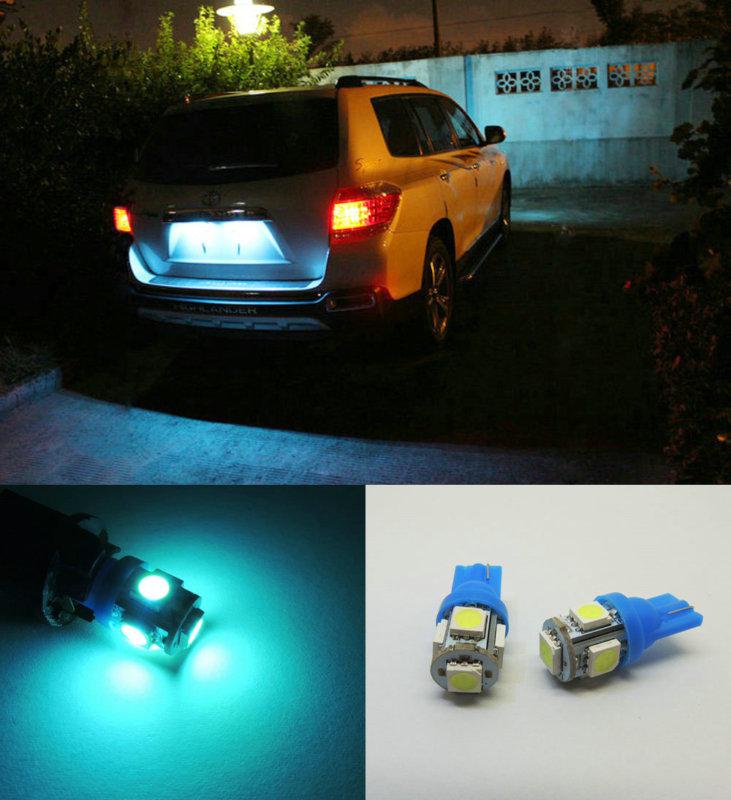 2x aqua ice blue led license plate tag light bulbs t10 158 168 194 2825 w5w b/b