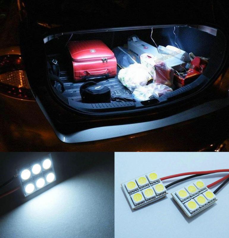 2x xenon white 6smd led panel for trunk cargo area light bulb 6000k lamp dl506 b