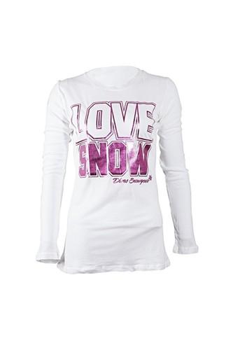 Divas snow gear ladies love snow bling long sleeve t-shirt - white (xl/x-large)