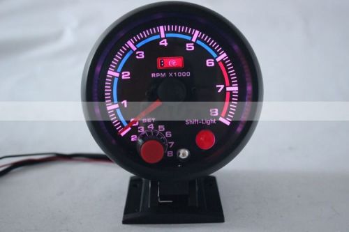 3.75&#034;shift light carbon fiber look led tachometer rpm gauge