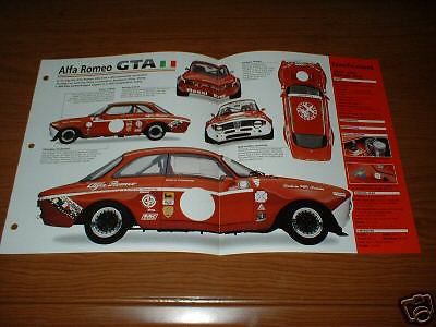 ★★1969 alfa romeo gta spec sheet brochure poster print photo info 69 racing★★