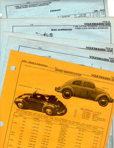 1954 1955 1956 to 1964 volkswagen beetle type 1 parts original crash sheets mf 2