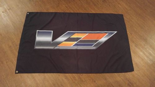 Cadillac v logo flag banner 3x5 general motors ctsv atsv stsv car enthusiast