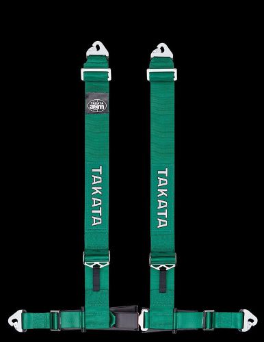 Authentic takata - green drift iii asm harness 4-point snap-on street legal