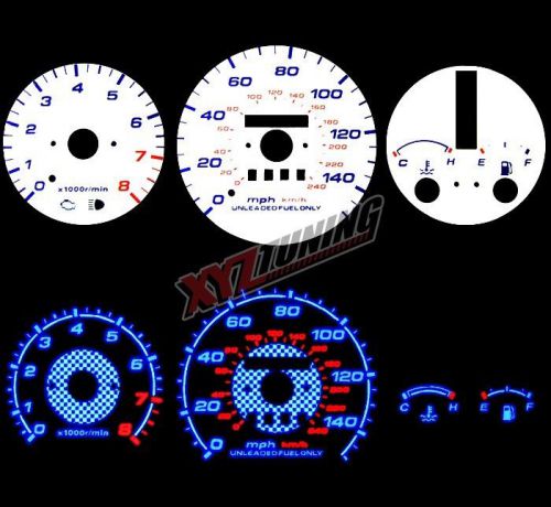 Blue reverse el indiglo glow white gauge dash face for 93-97 mx6 / 626 i4 v6 at