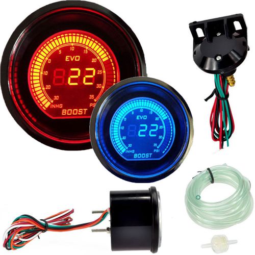 Universal 2&#034; 52mm psi digital boost vacuum gauge meter car led red &amp; blue #1