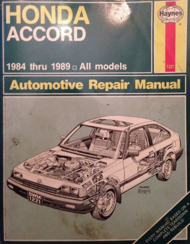 Haynes honda accord 1984-89 all models - repair manual