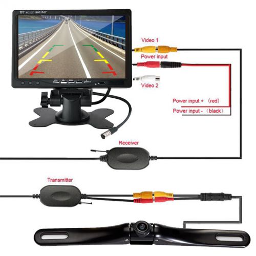 Wireless 7&#034; car rear view backup monitor night vision camera car parking system
