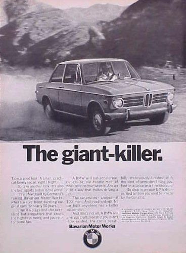 1970 bmw bavarian motor works giant-killer vintage ad  cmy store   5+= free ship