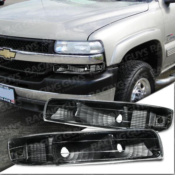 99-02 silverado black housing side marker bumper lights signal lamp suburban new