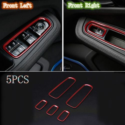 Red zinc alloy car window lift dec trim frame 5pcs for porsche macan 15-16