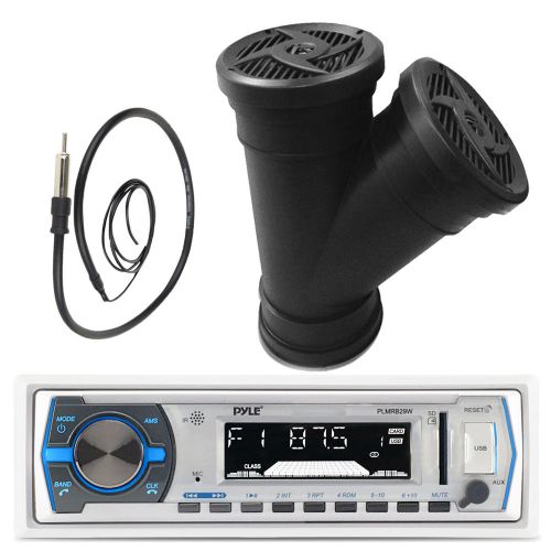 Bluetooth dual full range 6.5&#034; speaker set, antenna, bluetooth usb marine radio