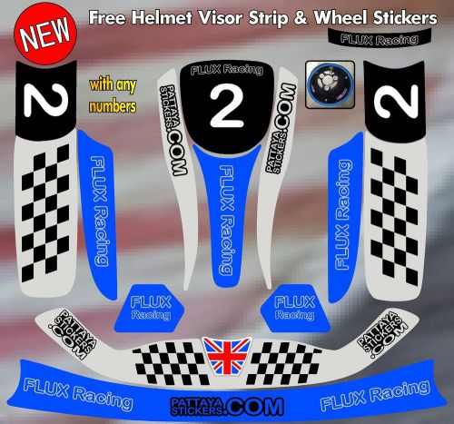 Flux racing sticker kit any logo any colour go pro kart unico rotax tkm 100cc