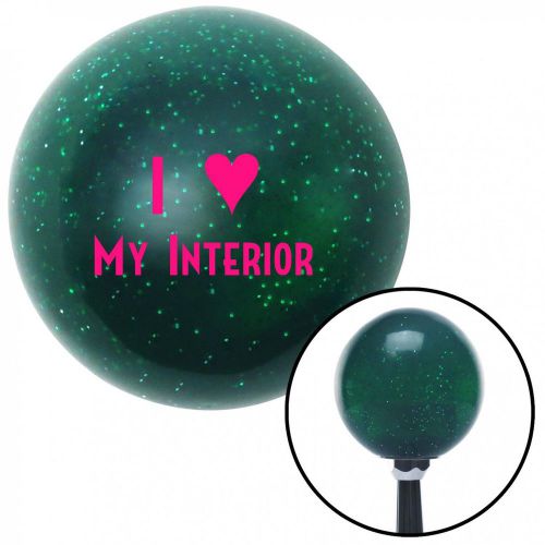 Pink i &lt;3 my interior green metal flake shift knob  with 16mm x 1.5 insert