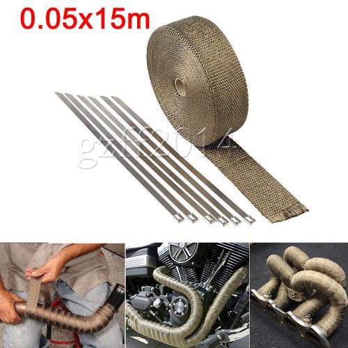 50mm x15m roll titanium shield exhaust header glassfiber car heat wrap tape