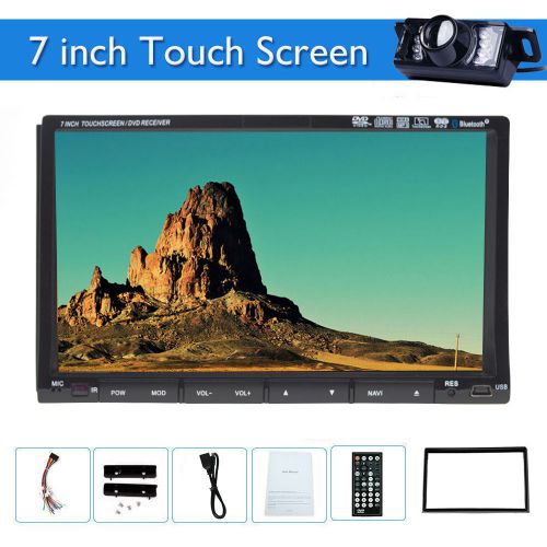 Free camera+gps nav 7&#034;hd double 2 din car stereo radio dvd cd player bt ipod usb