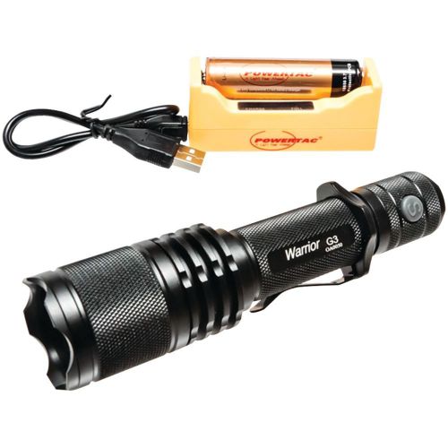 New powertac warg3-rch 1,050-lumen warrior flashlight (with rechargeable kit