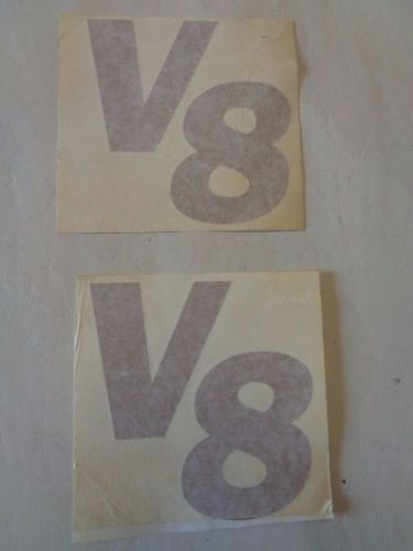 V8 decal pair (2) gold metallic 5 1/8&#034; x 4 7/8&#034; marine boat