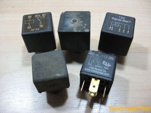 Lot of (5) used automotive relays 12v 5-prong various manufacturers #r21cd