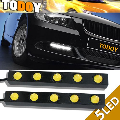 Pair super bright 5 led white car led lights lens drl driving lights fog lamps