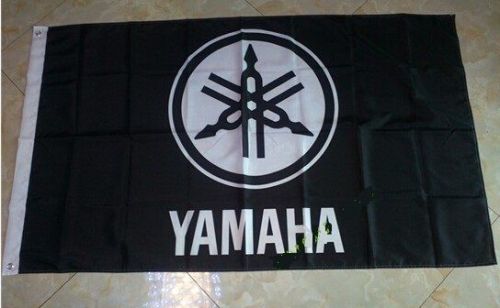 Yamaha racing 3 x 5 black polyester banner flag man cave motocross racing!!!