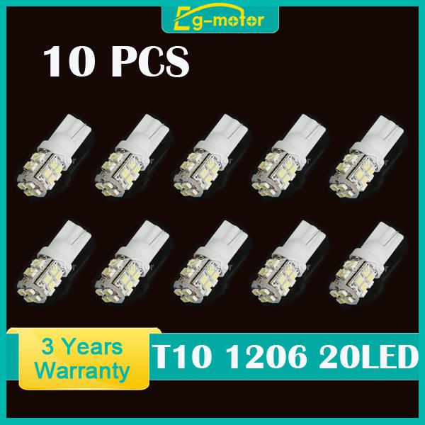 White t10 1206 smd 20led 194 168 w5w car wedge tail side license plate light x10