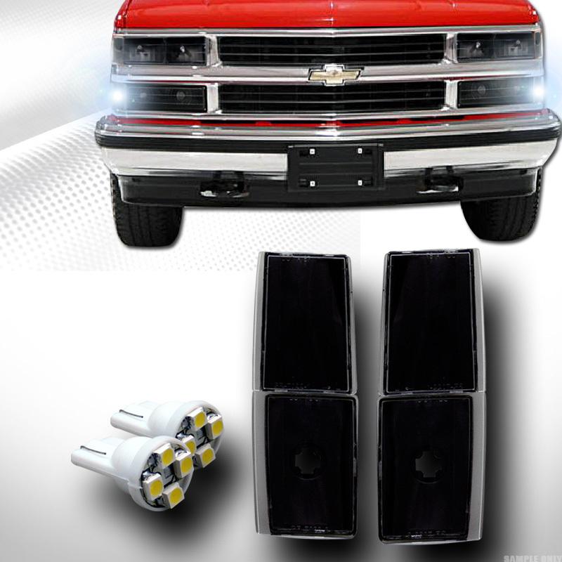 Blk signal corner lights lamps k2+4 smd led bulbs 88-93 chevy c10 c/k pickup suv