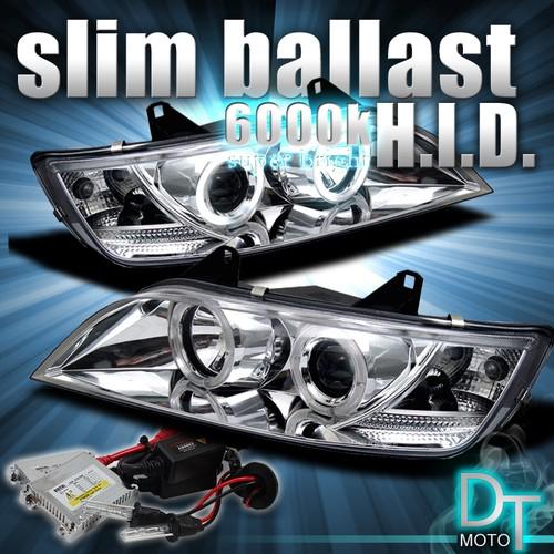 96-02 bmw z3 twin rims halo projector chrome head lights + slim 6000k hid kit