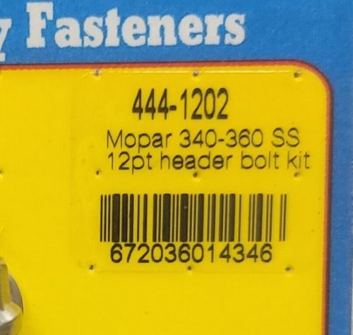 Arp 444-1202 mopar 340-360 stainless steel 12pt header bolt kit