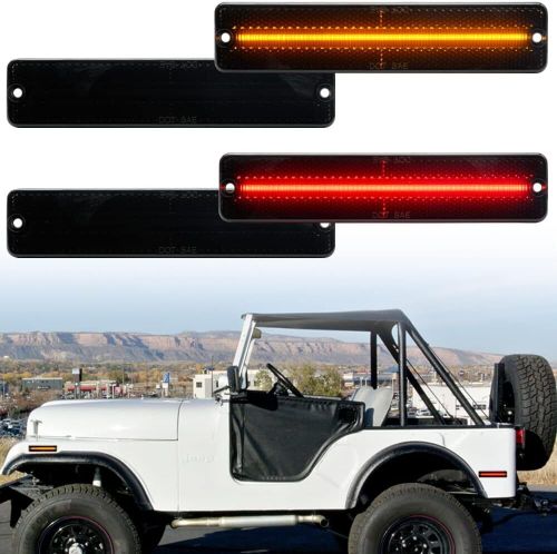 Front rear led side marker lights smoked for jeep cherokee cj5/6/7 j10/20 pickup