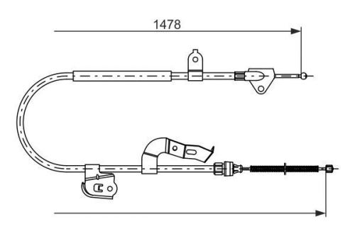 Handbrake cable fits citroen c1 mk1 1.4d rear right 05 to 10 8ht(dv4td) bosch