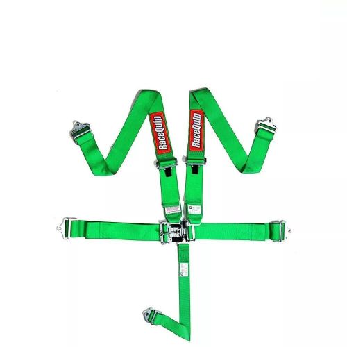 Racequip 711071 sfi 5 point latch &amp; link style racing seat belt harness green