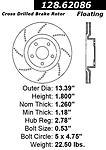 Centric parts 128.62086 front crossed drilled rotor