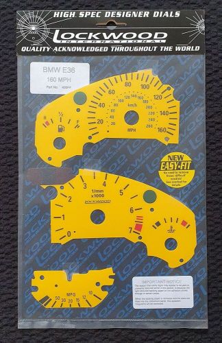 Lockwood bmw 3 series (e36) yellow mph speedo dials (1991-1998)