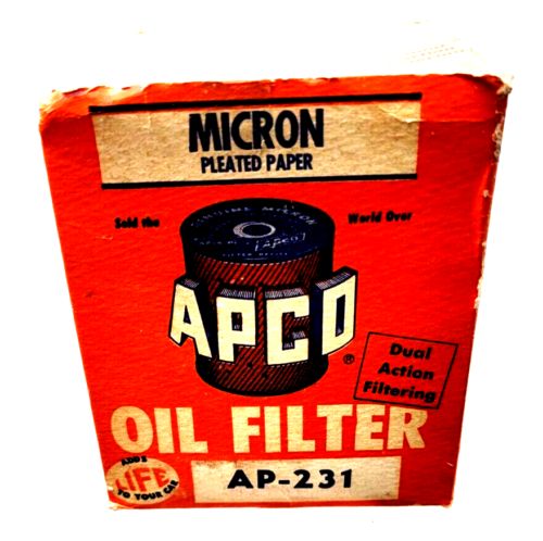 Vintage apco-ap231 oil filter in original boxes