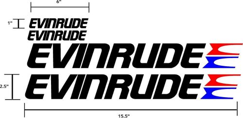 Evinrude boat motor decals black, red and blue. 4 pack